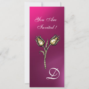 DIAMANT TULPEN MONOGRAM, Roze Paars Amethist Kaart