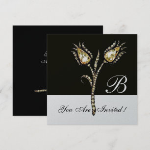 DIAMANT TULPEN MONOGRAM ,Zilver Metaalglans Kaart