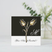 DIAMANT TULPEN MONOGRAM, Zwart en Wit Kaart (Staand voorkant)