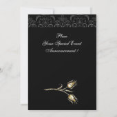 DIAMANT TULPEN , Roze Zwart Witte Damast Monogram Kaart (Achterkant)