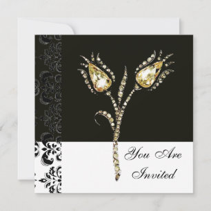 DIAMANT TULPEN , Zwart en Wit Damast Kaart