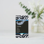 DIAMANT VEREN BLAUW ZWART WIT ZEBRA BONT VISITEKAARTJE (Staand voorkant)