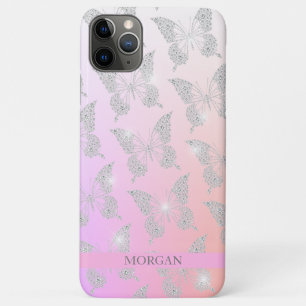 Diamant Vlinder Patroon, DIY Naam, Ombre Kleuren Case-Mate iPhone Case
