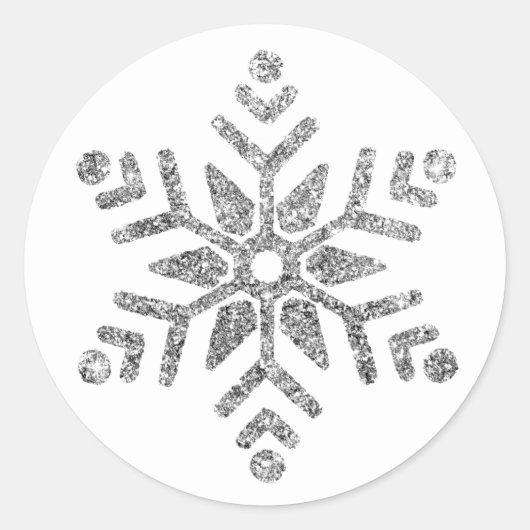 Diamant zilveren sneeuwvlok op witte bruiloft ronde sticker (Voorkant)
