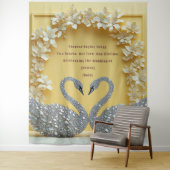 Diamant Zwaan Bruiloft Liefde Boog Ontwerp Wandkleed (In situ)