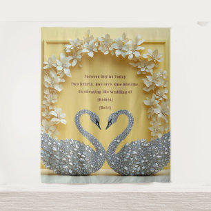 Diamant Zwaan Bruiloft Liefde Boog Ontwerp Wandkleed