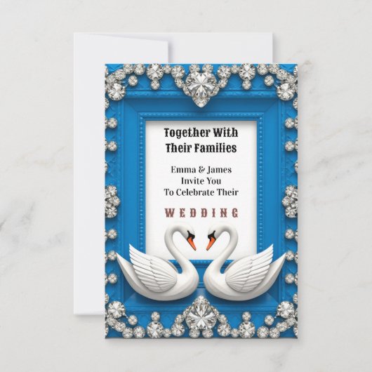 💍 Diamant Zwaan Hart Frame Romantisch Kaart (Voorkant)