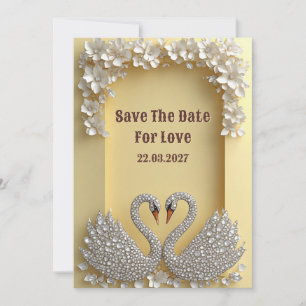 Diamant Zwaan Koppel Warm Glam Thema Save The Date