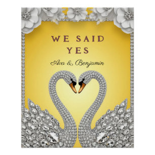 Diamant Zwaan Paar Luxe Romantiek Thema Perfect Poster
