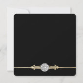 Diamant Zwart en Goud Glam Afstuderen Kaart (Achterkant)
