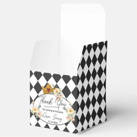 Diamant Zwart en Wit Gouden Kroon Bedankdoosjes (Geopend)