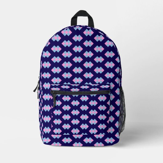 Diamantblauw Bedrukte Rugzak (Voorkant)