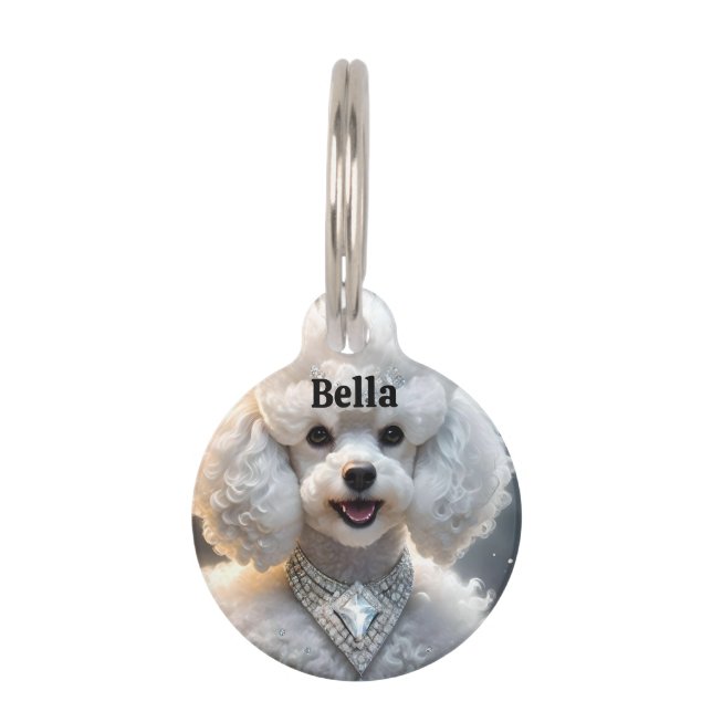 "Diamantdiva: De Glamoureuze Poodle in Glitters" Huisdierpenning (Voorkant)