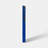 diamantdruppel op blauwe leer iPhone hoesje (Linkerkant)