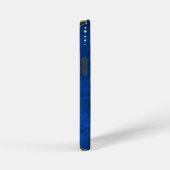 diamantdruppel op blauwe leer iPhone hoesje (Rechterkant)