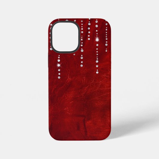 diamantdruppel op leder iPhone hoesje (Achterkant)