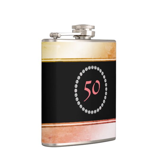 Diamante Monogrammed 50e verjaardag 50 Feest Heupfles (Rechts)