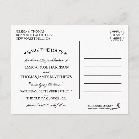 Diamante Snowflake & Blue Ribbon Winter Wedding Aankondigingskaart (Achterkant)