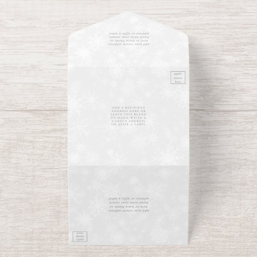 Diamante Snowflake & Blue Ribbon Winter Wedding All In One Uitnodiging (Buiten)