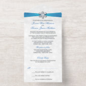 Diamante Snowflake & Blue Ribbon Winter Wedding All In One Uitnodiging (Binnenkant)