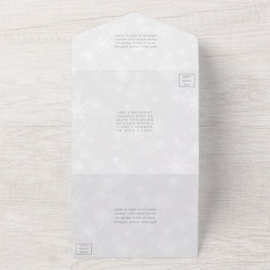 Diamante Snowflake & Blue Ribbon Winter Wedding All In One Uitnodiging (Buitenkant)