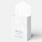 Diamante Snowflake & Blue Ribbon Winter Wedding Bedankdoosjes (Geopend)