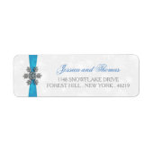 Diamante Snowflake & Blue Ribbon Winter Wedding Etiket (Voorkant)