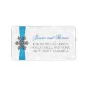 Diamante Snowflake & Blue Ribbon Winter Wedding Etiket (Voorkant)