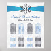 Diamante Snowflake & Blue Ribbon Winter Wedding Folie Afdrukken (Voorkant)