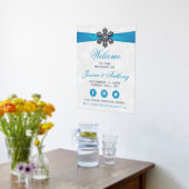 Diamante Snowflake & Blue Ribbon Winter Wedding Folie Afdrukken (Laag (Keuken))