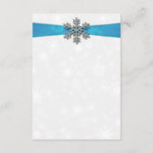 Diamante Snowflake & Blue Ribbon Winter Wedding Informatiekaartje (Achterkant)