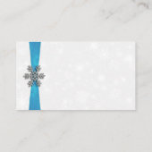 Diamante Snowflake & Blue Ribbon Winter Wedding Informatiekaartje (Achterkant)