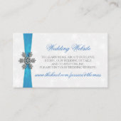 Diamante Snowflake & Blue Ribbon Winter Wedding Informatiekaartje (Voorkant)