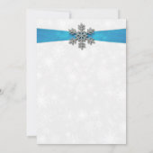 Diamante Snowflake & Blue Ribbon Winter Wedding Kaart (Achterkant)