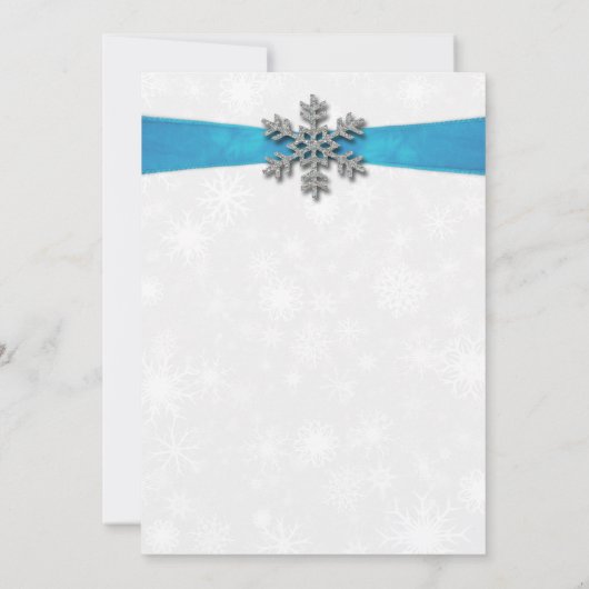 Diamante Snowflake & Blue Ribbon Winter Wedding Kaart (Achterkant)