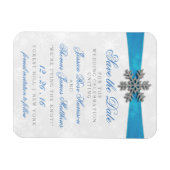 Diamante Snowflake & Blue Ribbon Winter Wedding Magneet (Horizontaal)