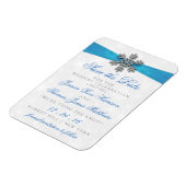 Diamante Snowflake & Blue Ribbon Winter Wedding Magneet (Linkerzijde)