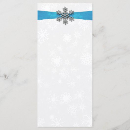 Diamante Snowflake & Blue Ribbon Winter Wedding Menu (Achterkant)