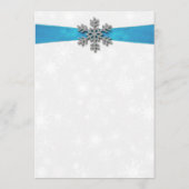 Diamante Snowflake & Blue Ribbon Winter Wedding Menu (Achterkant)
