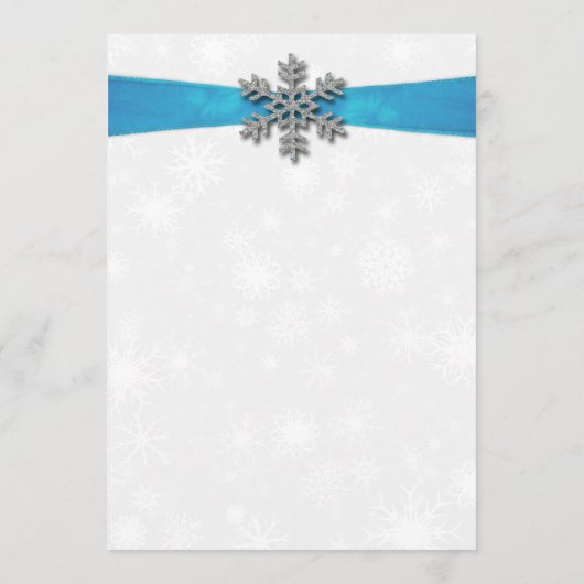 Diamante Snowflake & Blue Ribbon Winter Wedding Menu (Achterkant)