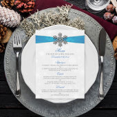 Diamante Snowflake & Blue Ribbon Winter Wedding Menu
