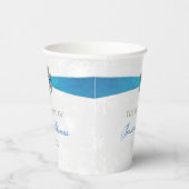 Diamante Snowflake & Blue Ribbon Winter Wedding Papieren Bekers (Rechts)