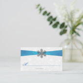 Diamante Snowflake & Blue Ribbon Winter Wedding Plaatskaartje (Staand voorkant)