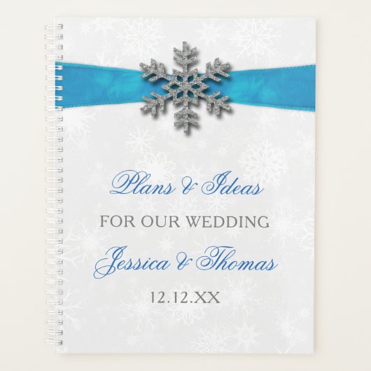 Diamante Snowflake & Blue Ribbon Winter Wedding Planner (Voorkant)
