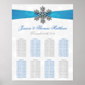 Diamante Snowflake & Blue Ribbon Winter Wedding Poster (Voorkant)