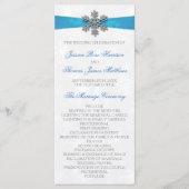 Diamante Snowflake & Blue Ribbon Winter Wedding Programmakaart (Voorkant)