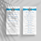 Diamante Snowflake & Blue Ribbon Winter Wedding Programmakaart