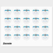 Diamante Snowflake & Blue Ribbon Winter Wedding Ronde Sticker (Vel)