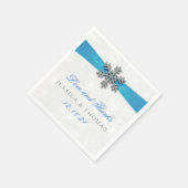 Diamante Snowflake & Blue Ribbon Winter Wedding Servet (Hoek)