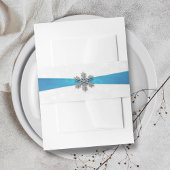 Diamante Snowflake & Blue Ribbon Winter Wedding Uitnodigingen Wikkel